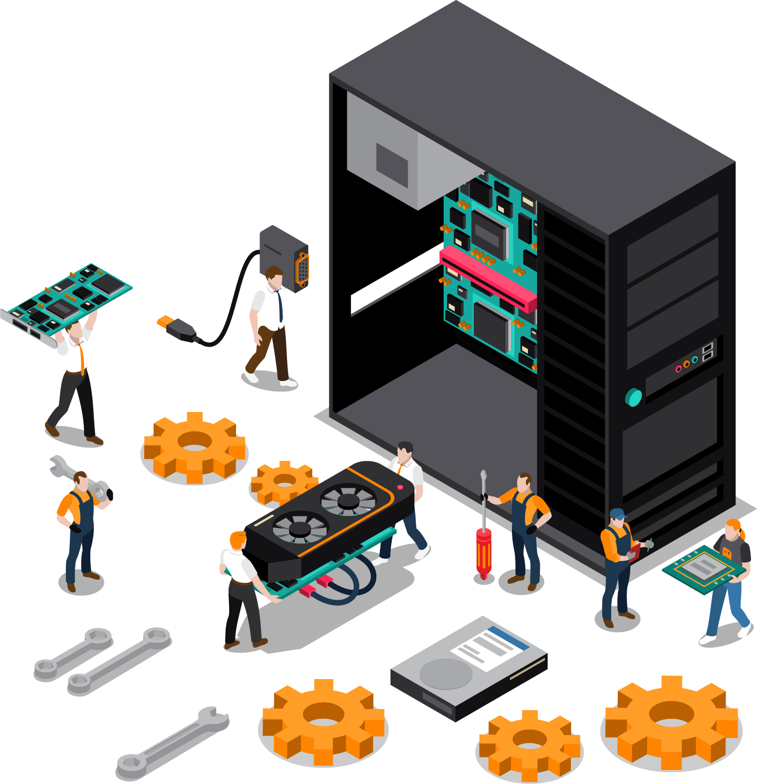 Illustration de réparation et maintenance informatique